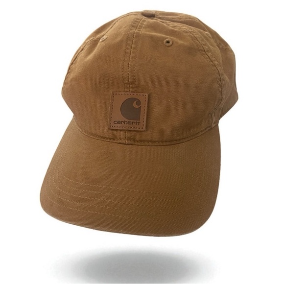 CARHARTT MENS strapback cap, workwear outdoors patch one size canvas cotton - Picture 1 of 4